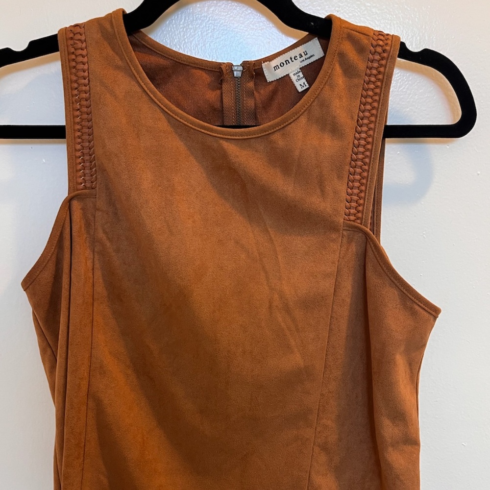 NEW - Monteau - Suede detailed top - Brown - M